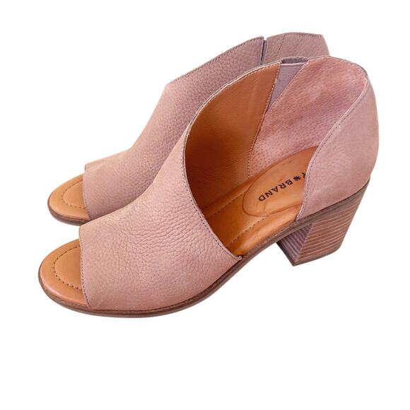 Lucky Brand Roakly Tan Leather Peeo Toe Heels Sz 9 - Picture 4 of 7